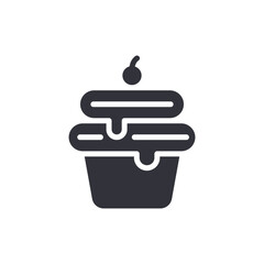 Stylized Cupcake With Cherry Isolated Graphic Sweet Icon