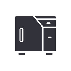 Dark Furniture Cabinet Icon With Door And Drawers Design