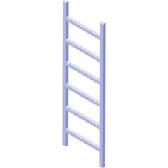 Isometric Illustration Of A Simple Light Blue Wooden Ladder With Six Steps Set Against A White Background And Transparent Background