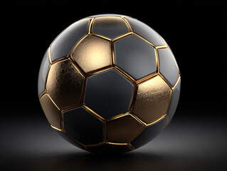 Fototapeta premium 3D Soccer Ball Icon Black Background Cartoon Graphic Design