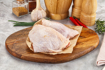 Raw chicken thigh for cooking