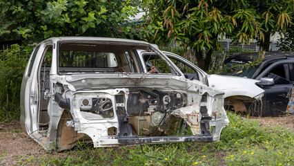 The remains of the car structure were left on the ground.