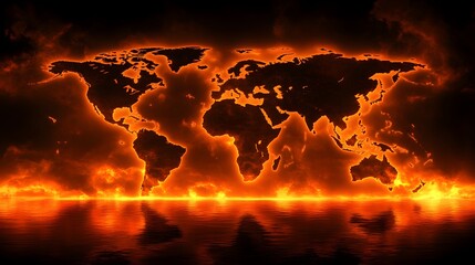 Visual representation of a fiery world map symbolizing climate change challenges and environmental concerns