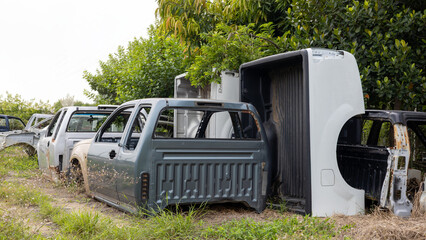 The remains of the car structure were left on the ground.