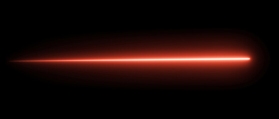 Mysterious Beam of Light: An enigmatic, brilliant red laser beam cutting through the darkness, an image of futuristic technology, or a symbol of concentrated energy and focus. © MD