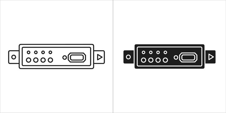 Two network switch icons, one outline and one filled, isolated on a