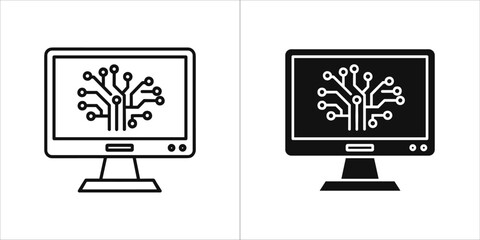 Computer monitor displaying a digital circuit board