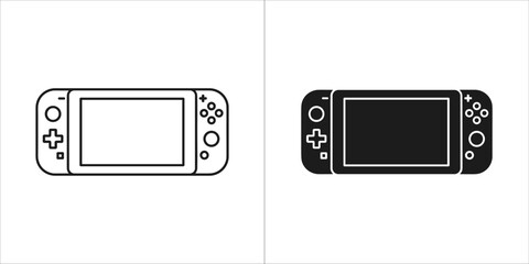 Fototapeta premium Portable game console in outline and solid black