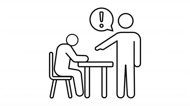 Accusation animation video line icon showing a person pointing a finger at another, symbolizing blame or allegation.
