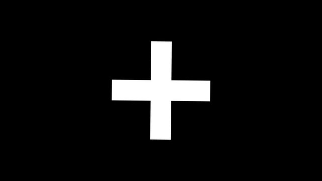 Simple Plus sign icon animation on a black background.