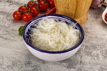 Glass noodle funchoza in the bowl