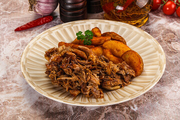 Baked shredded pork with potato