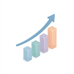 Glassy rising graph illustration, transparent background