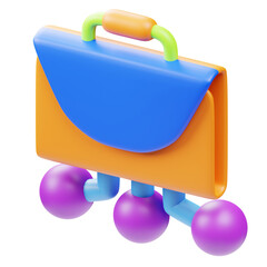 Isometric Colorful Briefcase with Wheels for Luggage Transportation 3D Illustration