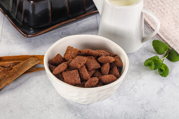 Dry sweet chocolate ceral flakes