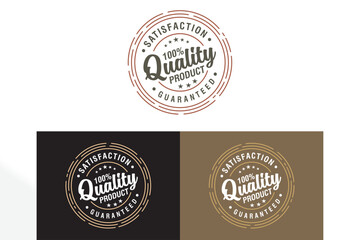 vintage set of label design satisfaction 100 percent quality product guaranteed