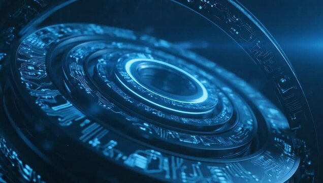 Cybernetic Core: A mesmerizing close-up of a high-tech cybernetic core pulsates with vibrant energy, hinting at the complex, intricate workings of modern technology.