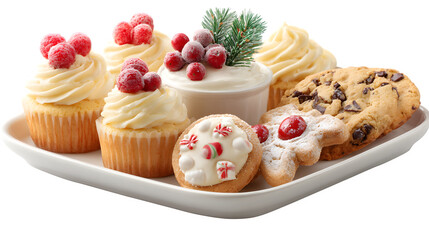 Festive Holiday Dessert Assortment, isolated on transparent background