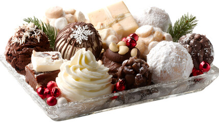 Assorted Holiday Dessert Tray, isolated on transparent background