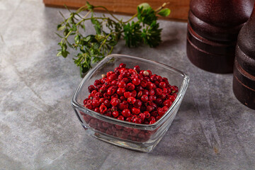 Dry pink pepper corn spice