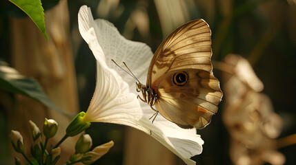 Butterfly on white flower