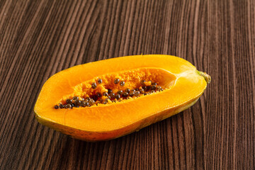 Ripe sweet papaya fruit slice
