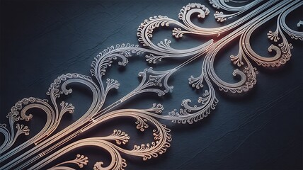 Intricate Filigree Pattern with Silver and Gold Accents on Dark Background a Luxurious Ornamental Design