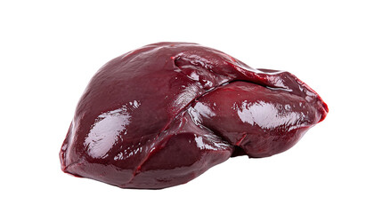 Raw pork liver, isolated on white background.