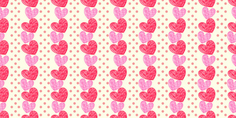 Seamless pink heart pattern background design, suitable for fabric, background, banner for Valentine's Day.