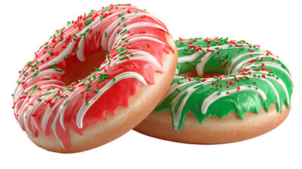Christmas Donuts, isolated on transparent background