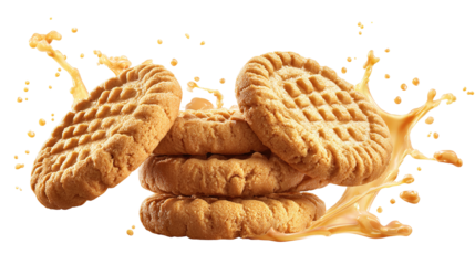 Stack of sweetmeal digestive biscuits isolated on white.
