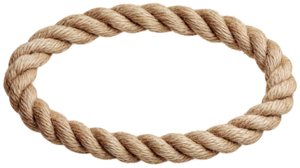 Forced perspective watercolor painting of brown rope frame on white background