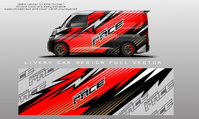 car livery design vector. Graphic abstract stripe racing background designs for wrap