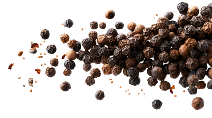 Black pepper spices isolated on white Background