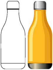 Yellow Sauce Bottle Vector with Outline and Color Fill