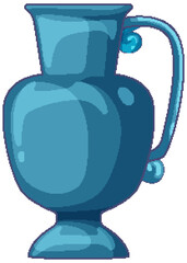 Blue Ceramic Pitcher Vector Illustration with Curved Handle
