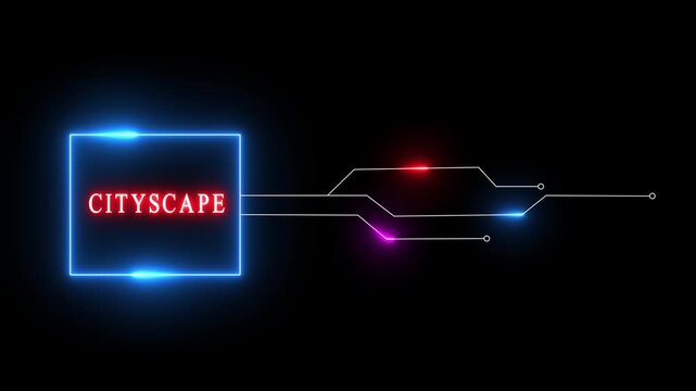 Neon text animation. Cityscape- Neon text animation background. - Powered by Adobe