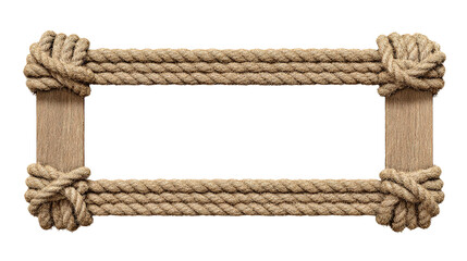 Square Rope Frame with Knotted Corners isolated on transparent white background