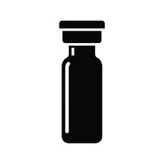 Black silhouette of a medicine vial with cap bottle
