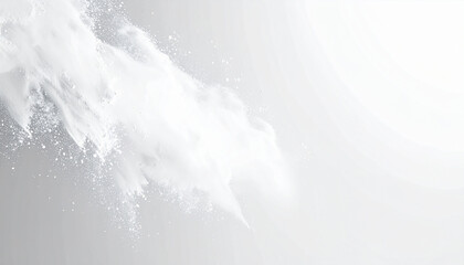 Minimalist abstract background with soft floating particles, light dust effect in high definition, clean white gradient, smooth texture for modern design.