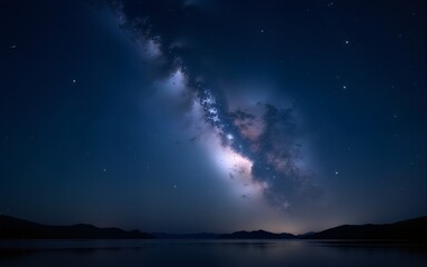 Fototapeta premium Beautiful starry sky with the Milky Way galaxy in the deep space background. High quality