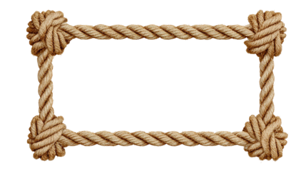 Forced perspective watercolor painting of brown rope frame on white background