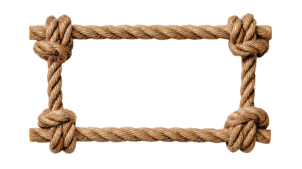 Forced perspective watercolor painting of brown rope frame on white background