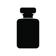 Black silhouette of a perfume bottle white