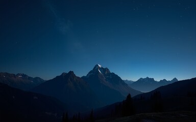 a movement of stars in the night sky with the view of mountains. High quality