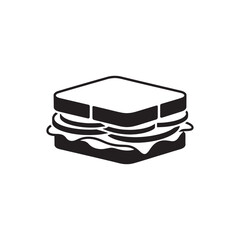 Black and white graphic illustration of a layered sandwich food
