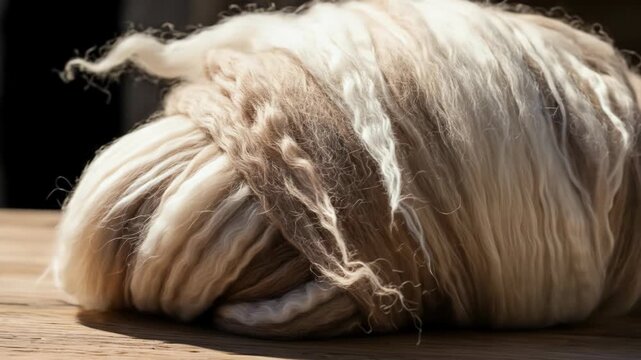 Soft, natural wool, beige to white strands