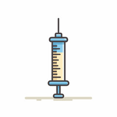 Medical Syringe Outline Icon in Flat Style
