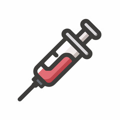 Medical syringe outline in flat style