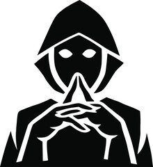 Masked man with skull face in black suit vector illustration